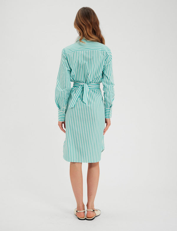 Ines De La Fressange Robe-chemise Amour Blanche Et Turquoise