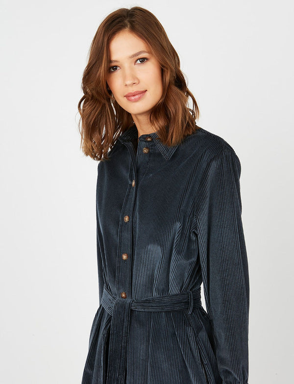 Ines De La Fressange Robe Chemise Amour Bleu Velours