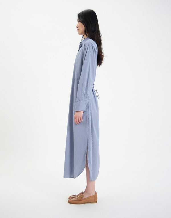 Ines De La Fressange Robe Douglas En Coton Bleue à Fines Rayures