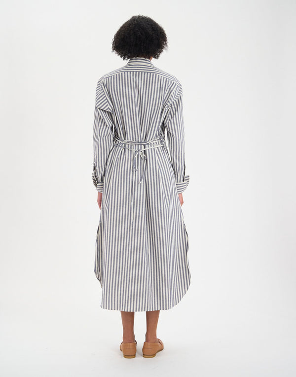 Ines De La Fressange Robe Douglas En Coton Bleue à Rayures épaisses