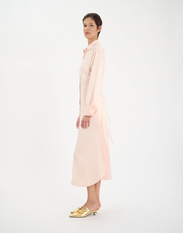 Ines De La Fressange Robe Douglas En Lin Et Viscose Rose Pâle