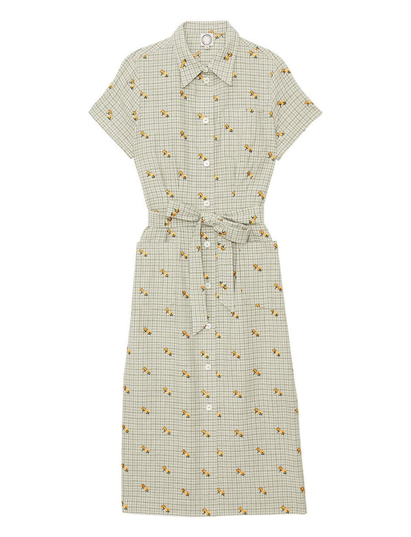 ines de la fressange Robe Ethel droite imprimé vert