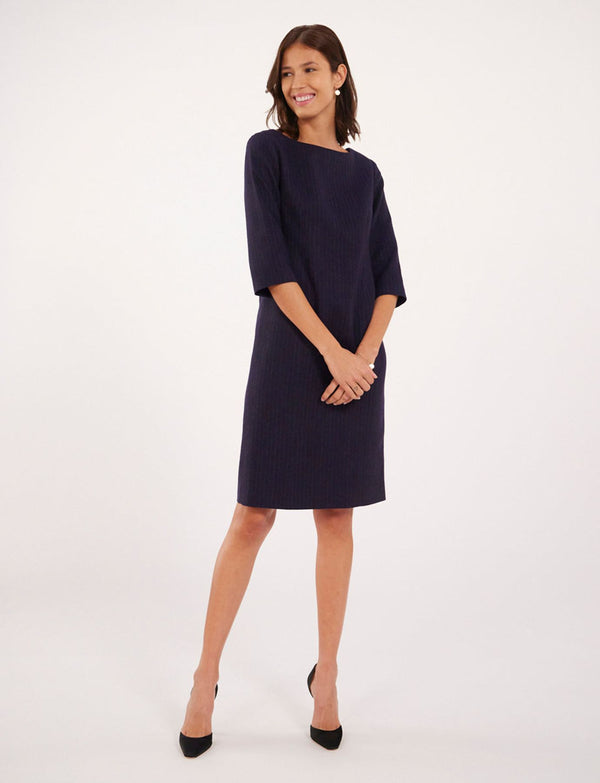 Ines De La Fressange Robe Justine En Laine Bleu Marine