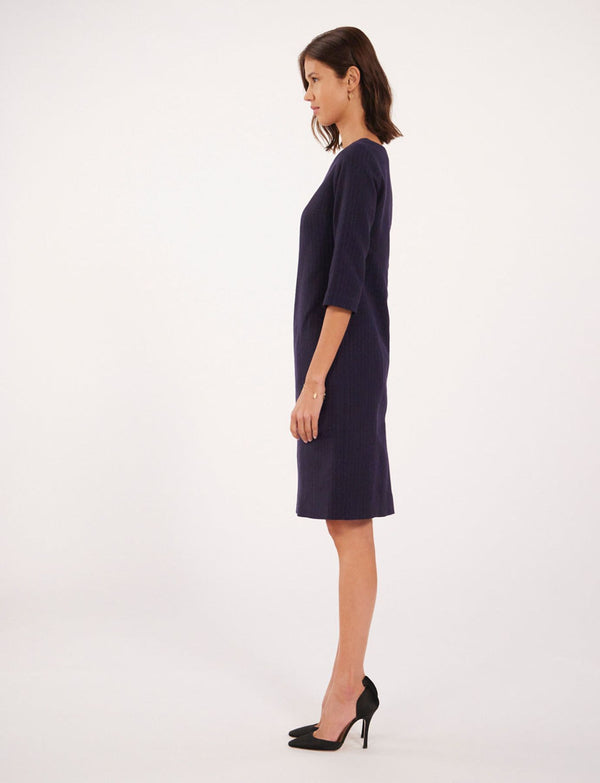 Ines De La Fressange Robe Justine En Laine Bleu Marine