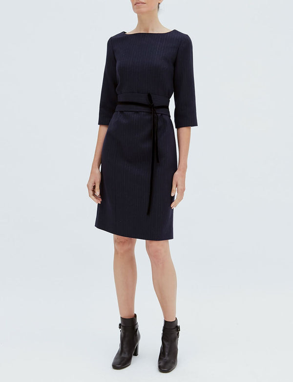ines de la fressange Robe Justine en laine bleu marine