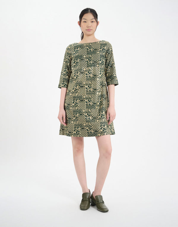 Ines De La Fressange Robe Megan En Coton Brodé Verte