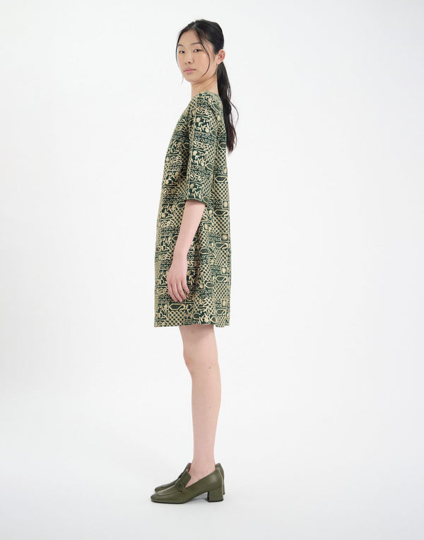 Ines De La Fressange Robe Megan En Coton Brodé Verte