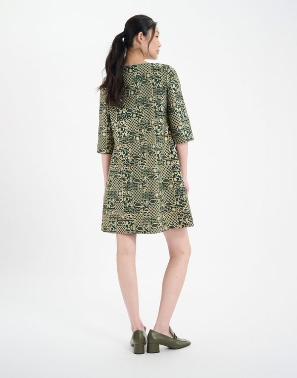 Ines De La Fressange Robe Megan En Coton Brodé Verte