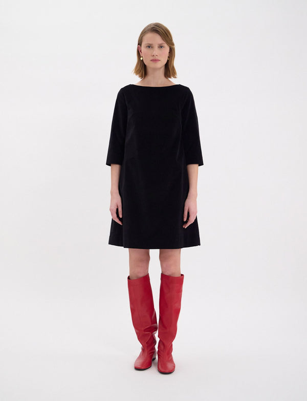 Ines De La Fressange Robe Megan En Velours Lisse Noir