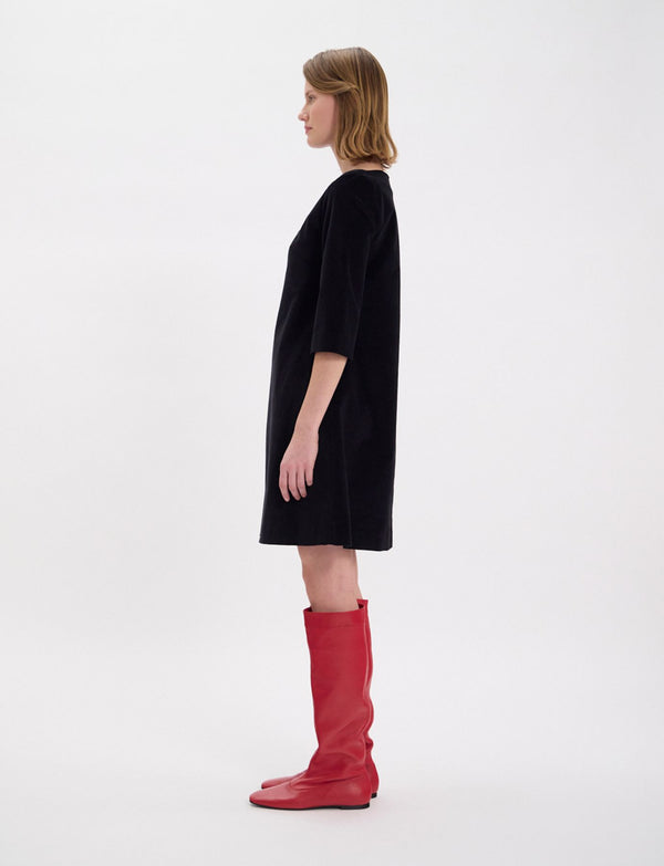 Ines De La Fressange Robe Megan En Velours Lisse Noir