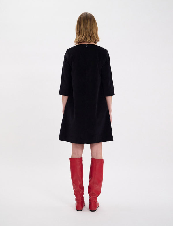 Ines De La Fressange Robe Megan En Velours Lisse Noir