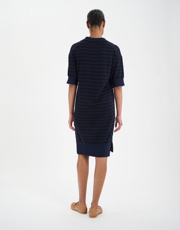Ines De La Fressange Robe Océane En Coton Marine à Rayures
