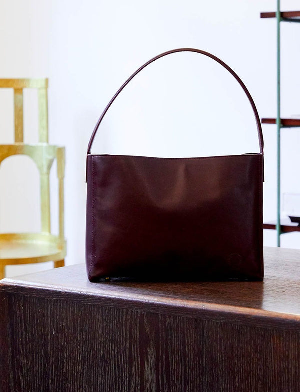 Ines De La Fressange Sac Cabas Cuir Léonore Grand Format Bordeaux