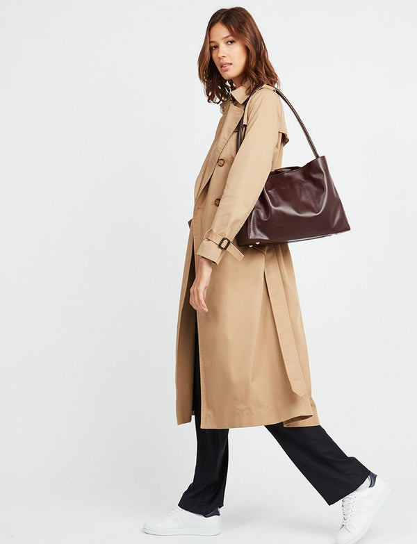 Ines De La Fressange Sac Cabas Cuir Léonore Grand Format Bordeaux