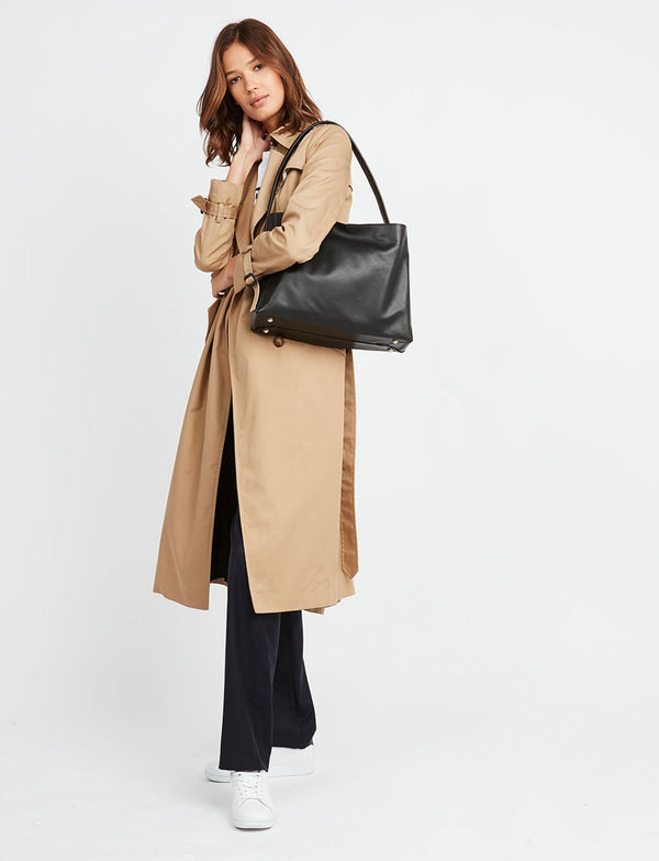 Ines De La Fressange Sac Cabas Cuir Léonore Grand Format Noir