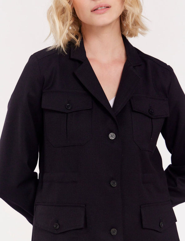 Ines De La Fressange Saharienne Flipper En Laine Bleu Nuit