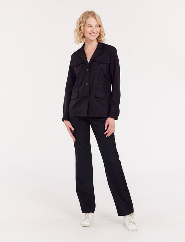 Ines De La Fressange Saharienne Flipper En Laine Bleu Nuit