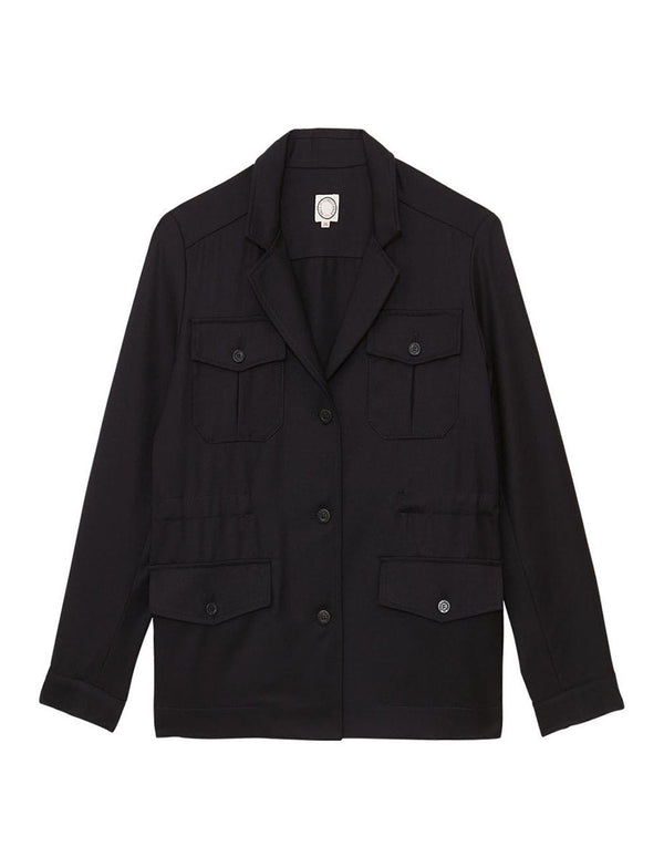 ines de la fressange Saharienne Flipper en laine bleu nuit