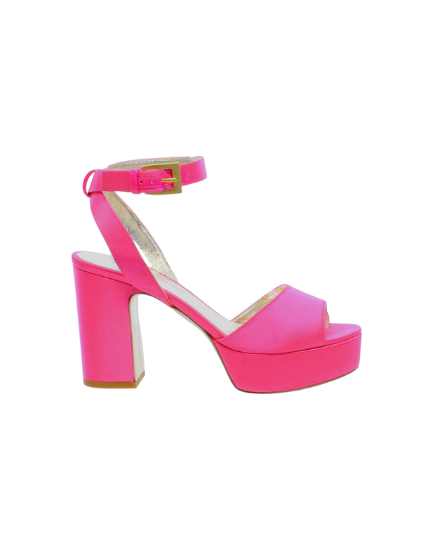 ines de la fressange Sandale à plateforme rose satin