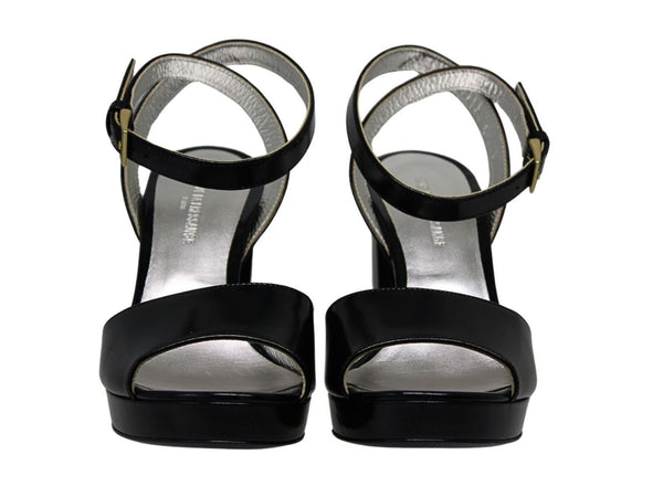 Ines De La Fressange Sandale Laura à Plateforme En Cuir Lisse Noir