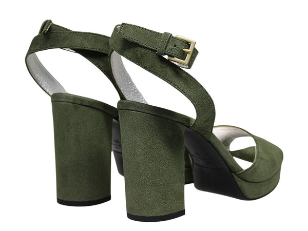 Ines De La Fressange Sandale Laura à Plateforme En Cuir Suédé Kaki