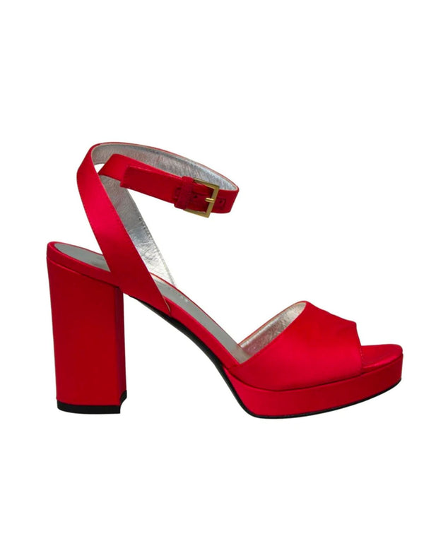 ines de la fressange Sandales à plateforme en soie rouge