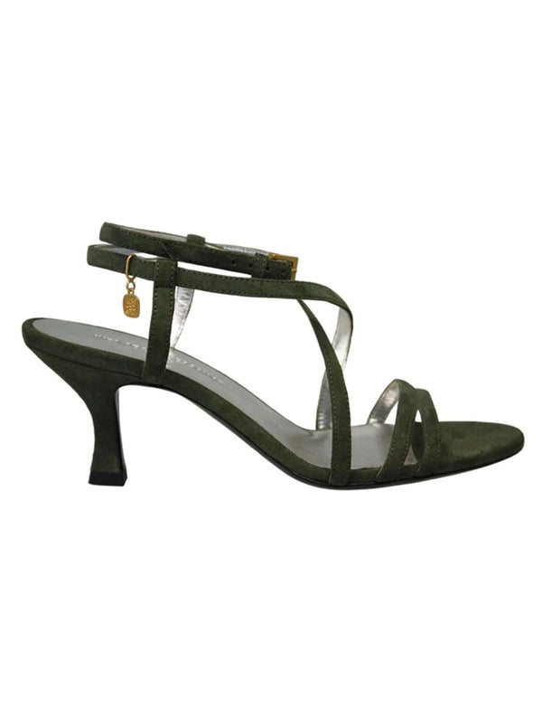 ines de la fressange Sandales à talon brides daim vert