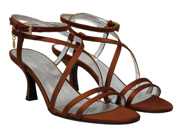 Ines De La Fressange Sandales à Talon Brides Satin Tabac