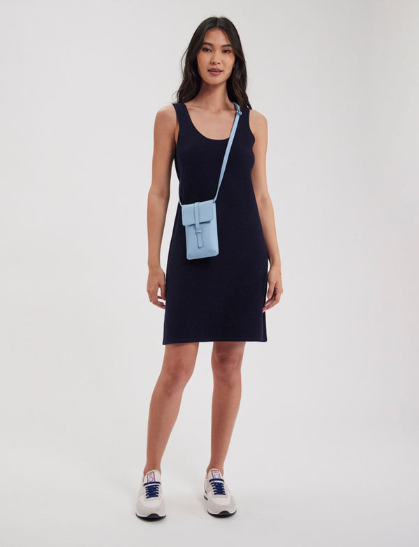 Ines De La Fressange Smartphone Bag Léonore Cuir Bleu Ciel