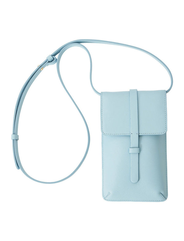ines de la fressange Smartphone Bag Léonore cuir bleu ciel