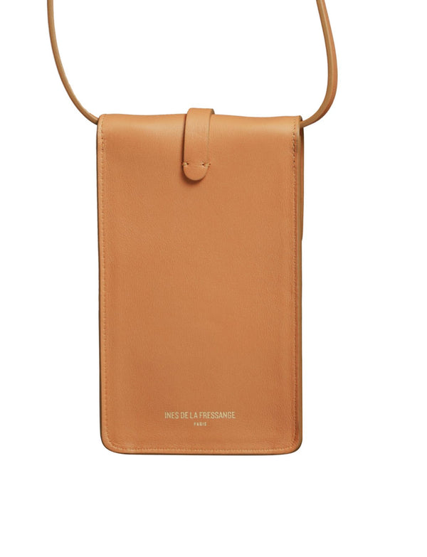 Ines De La Fressange Smartphone Bag Léonore Cuir Camel