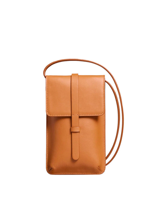 ines de la fressange Smartphone Bag Léonore cuir camel