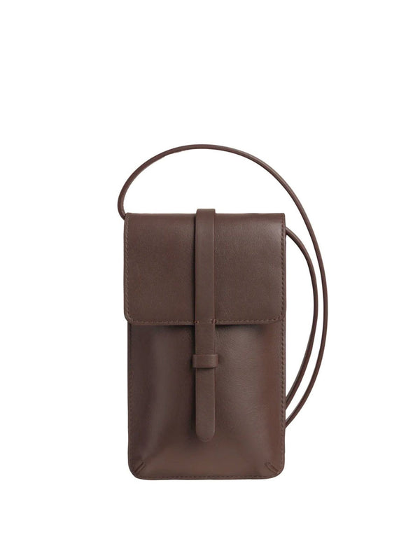 ines de la fressange Smartphone Bag Léonore cuir chocolat