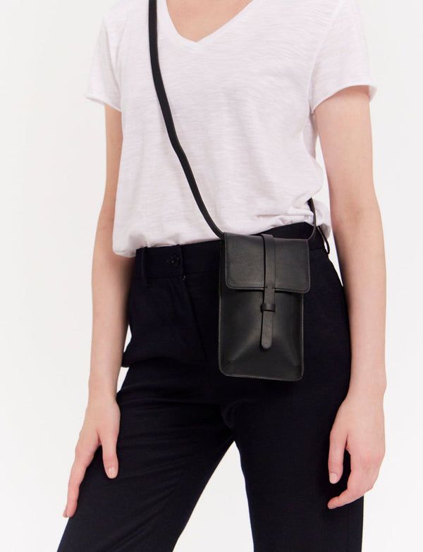Ines De La Fressange Smartphone Bag Léonore Cuir Noir