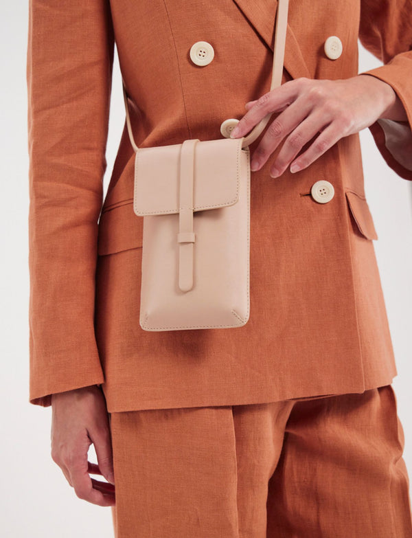 Ines De La Fressange Smartphone Bag Léonore Cuir Nude