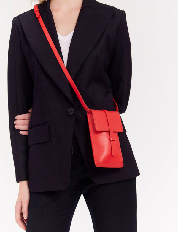 Ines De La Fressange Smartphone Bag Léonore Cuir Rouge