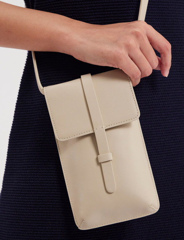 Ines De La Fressange Smartphone Bag Léonore Cuir Sable