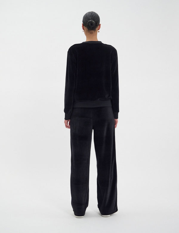 Ines De La Fressange Sweat Mathilde En Velours Lisse Noir