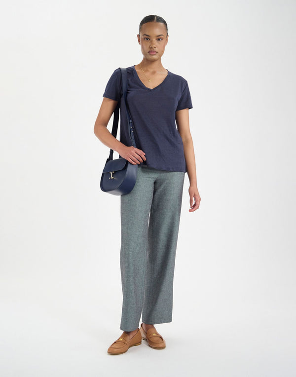 Ines De La Fressange T-shirt Apolline En Lin Marine