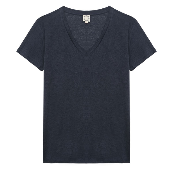 ines de la fressange T-shirt Apolline en lin marine