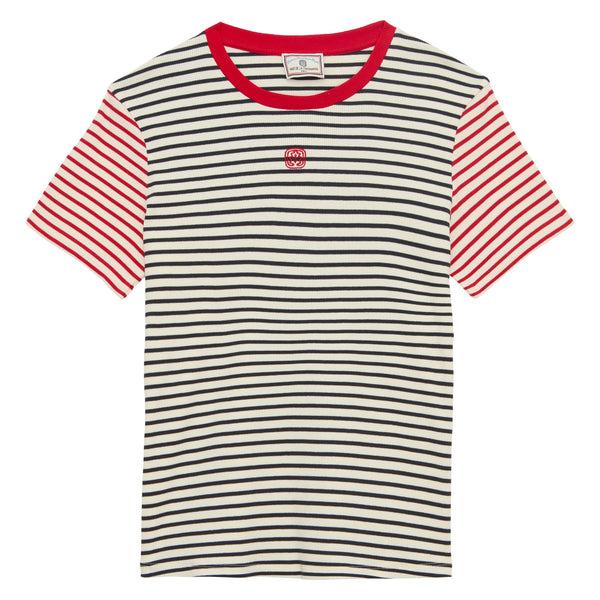 ines de la fressange T-shirt Paul en coton marine à rayures