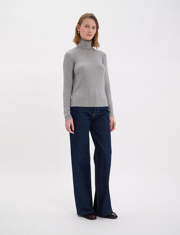 Ines De La Fressange Tee Shirt à Col Roulé Matthieu Gris