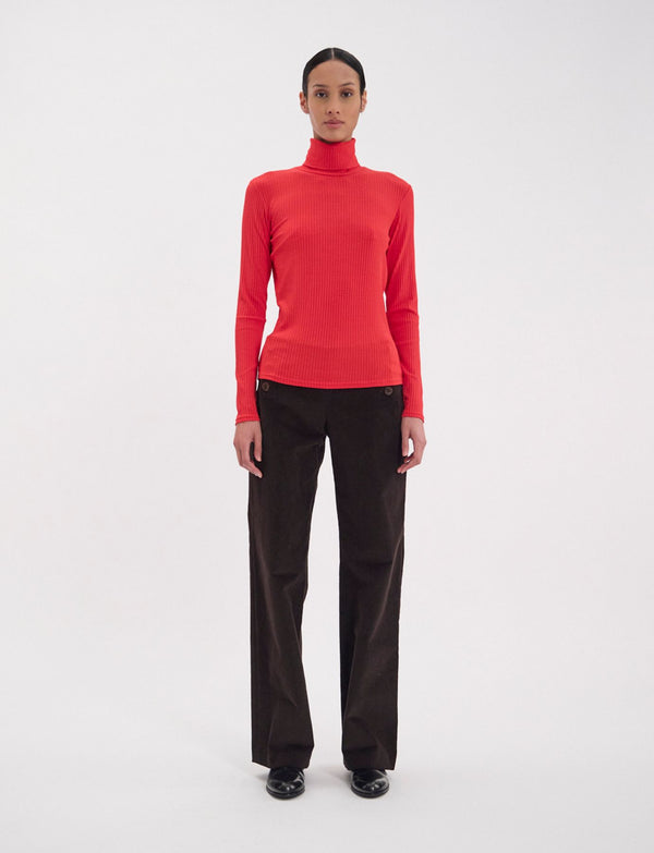 Ines De La Fressange Tee Shirt à Col Roulé Matthieu Rouge