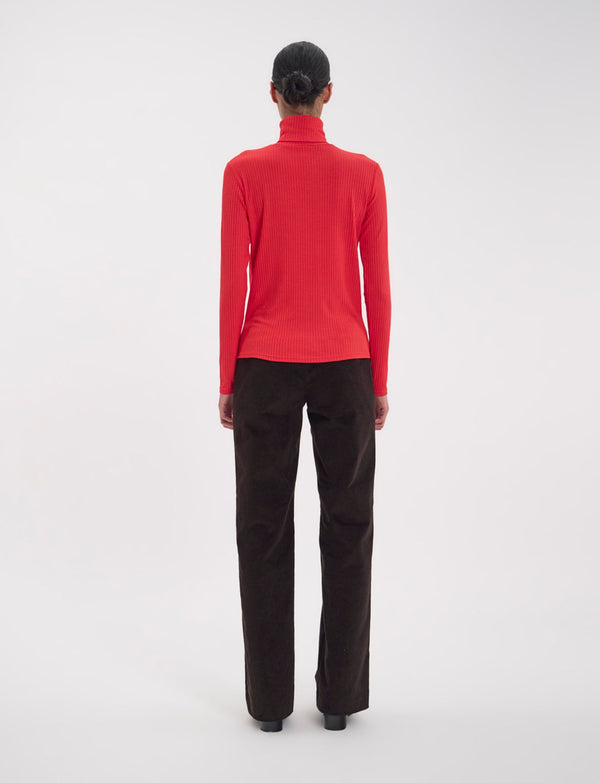 Ines De La Fressange Tee Shirt à Col Roulé Matthieu Rouge