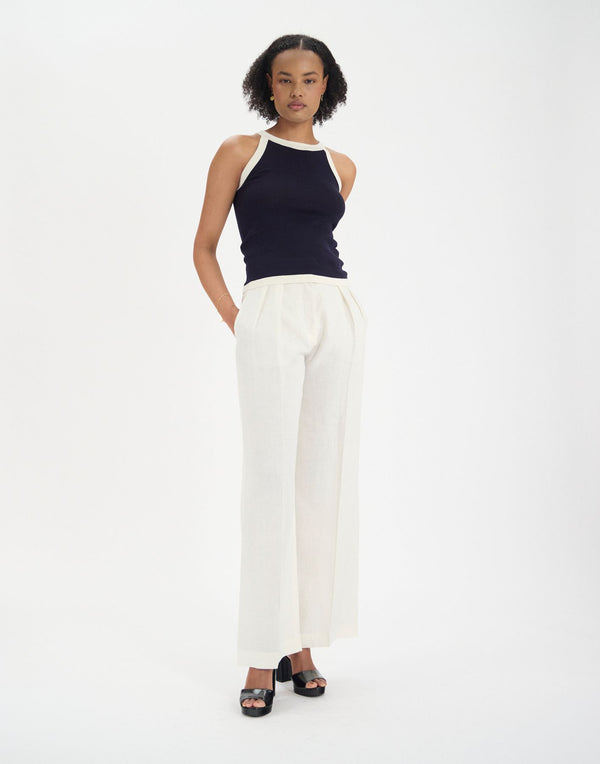 Ines De La Fressange Top Alvaro En Soie Et Coton Marine