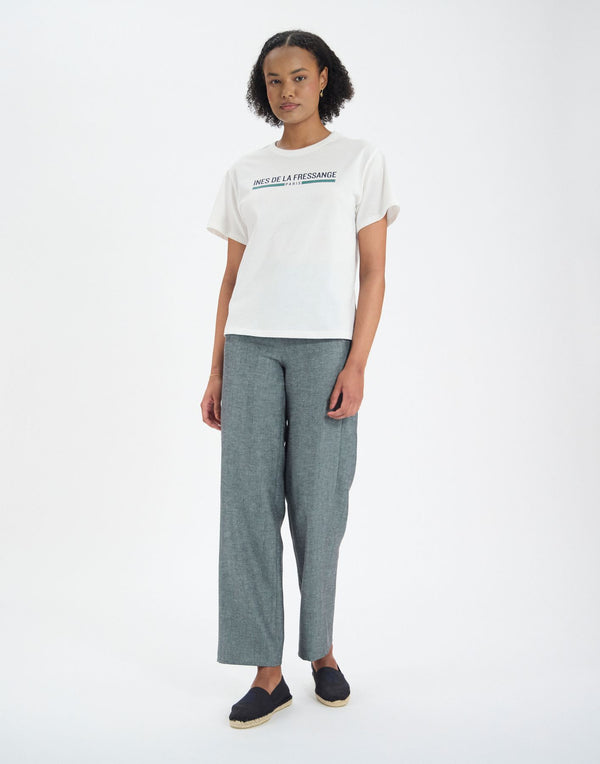 Ines De La Fressange Top Maxence Blanc En Coton Bio Imprimé Rouge