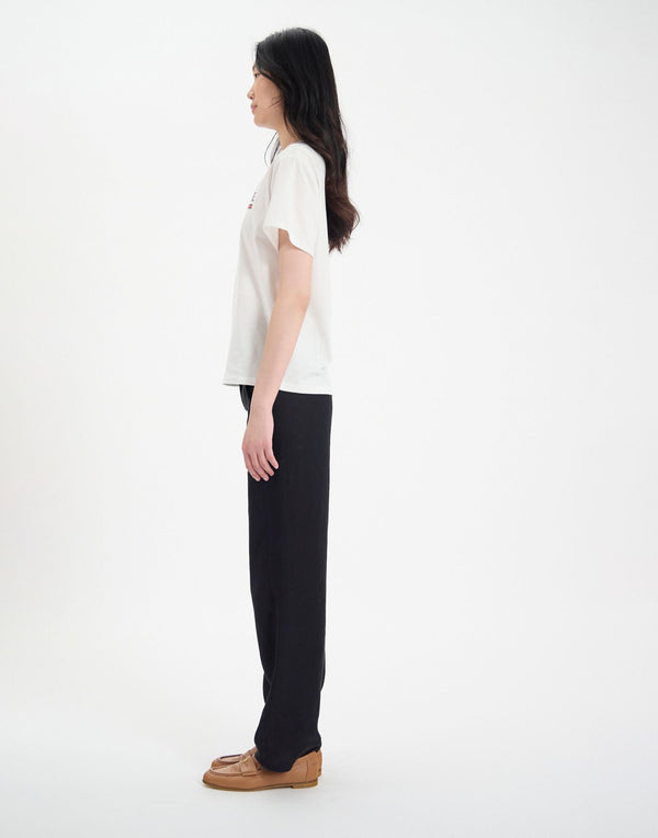 Ines De La Fressange Top Maxence Blanc En Coton Bio Imprimé Vert