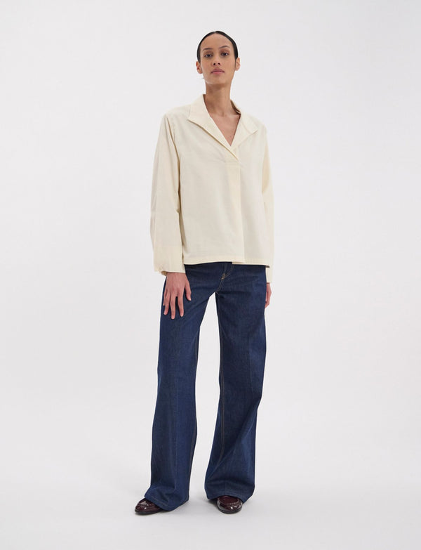 Ines De La Fressange Top Noa En Velours Milleraies Fin écru