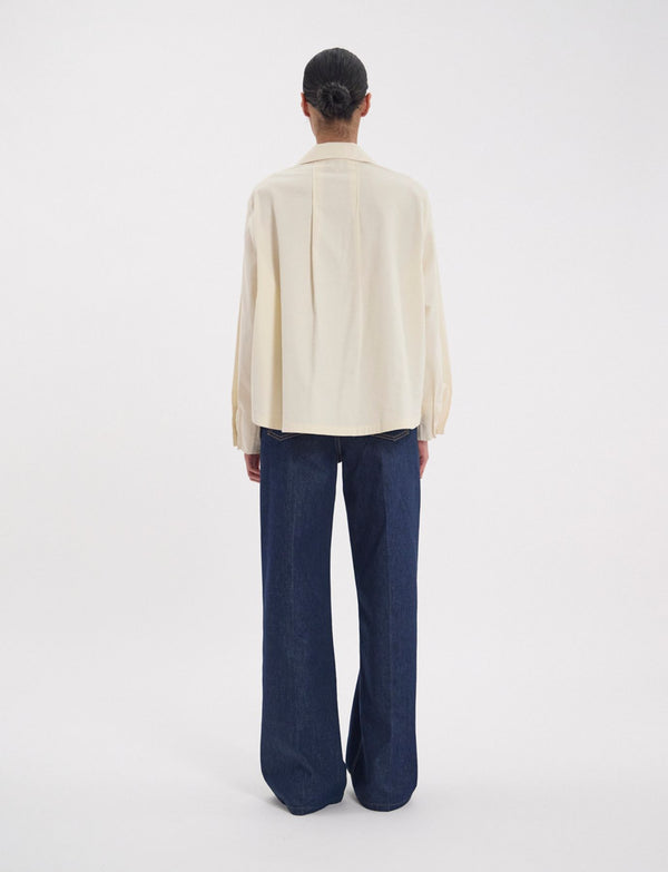 Ines De La Fressange Top Noa En Velours Milleraies Fin écru