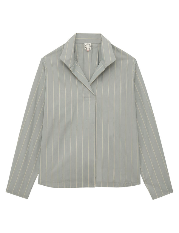 ines de la fressange Top Noa vert-amande à fines rayures